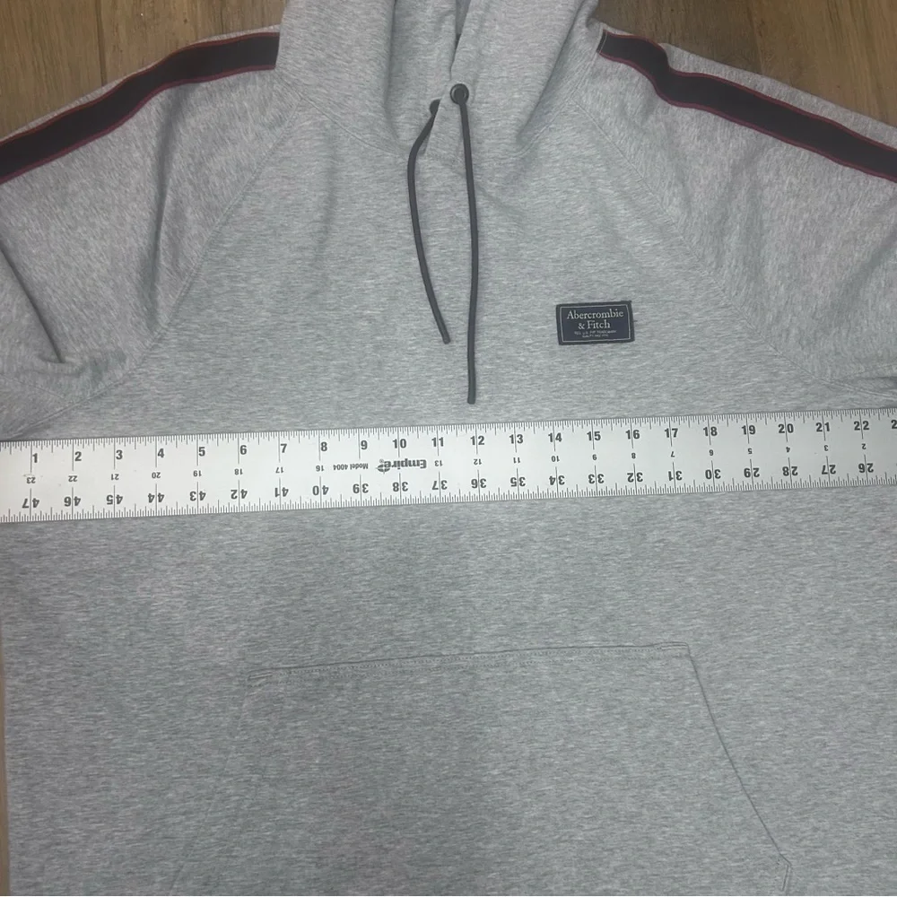 Abercrombie & Fitch Gray Hoodie with Blue and Red Stripes - Picture 6 of 8